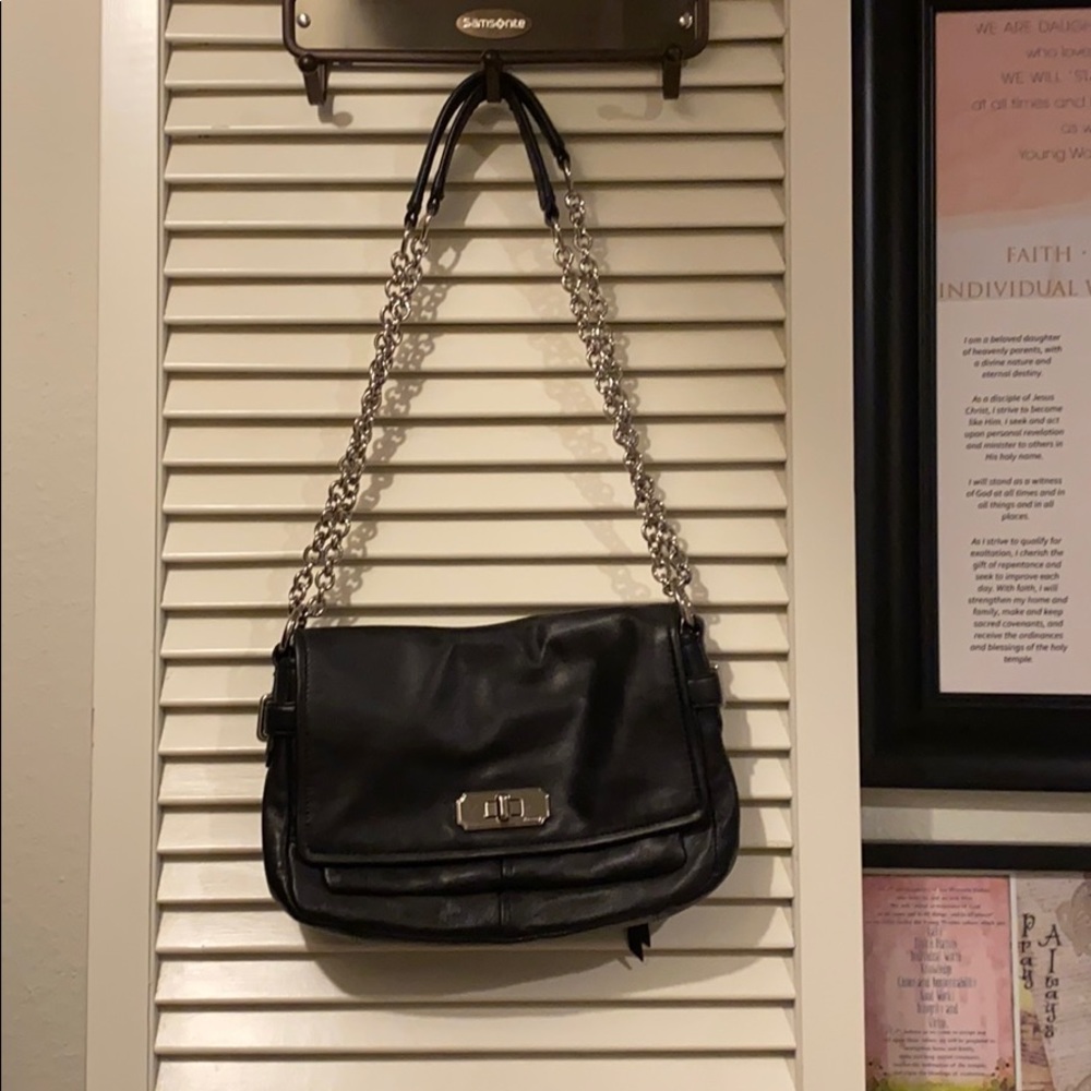 Black COACH crossbody bag with chain straps